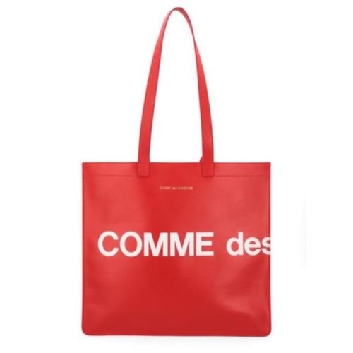 Rode Leren Huge Logo Shopper Comme des Garçons , Red , Dames