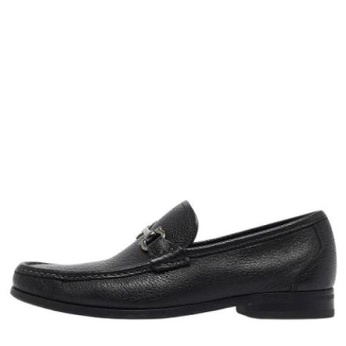 Pre-owned Leather flats Salvatore Ferragamo Pre-owned , Black , Heren