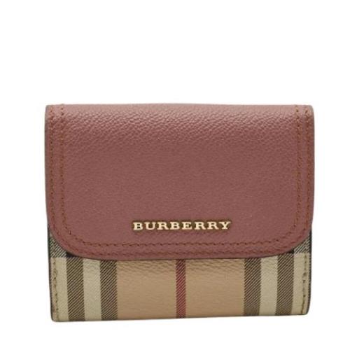 Pre-owned Coated canvas wallets Burberry Vintage , Pink , Dames