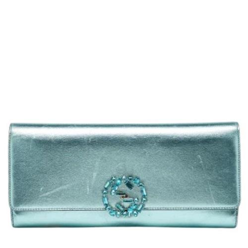 Pre-owned Leather clutches Gucci Vintage , Blue , Dames