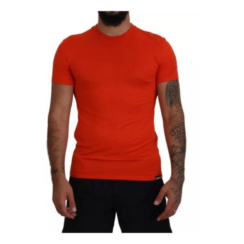Oranje Crewneck T-Shirt Regular Fit Dsquared2 , Orange , Heren