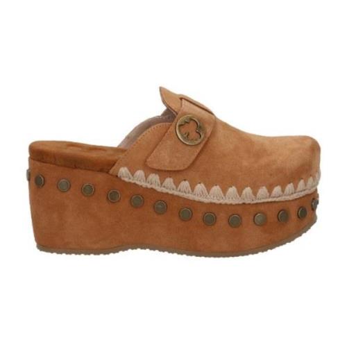 Suède Hoge Hak Sabot Schoenen Mou , Brown , Dames