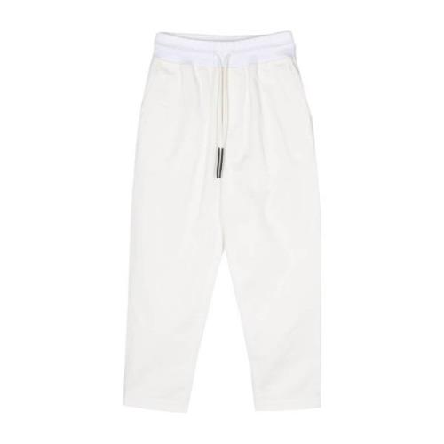 Witte Katoenen Broek met Trekkoord Tailleband Ferrari , White , Heren