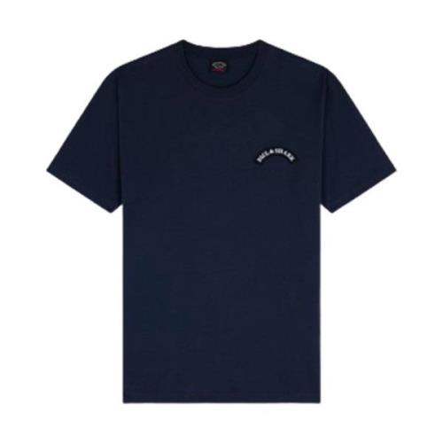 Katoenen Shark Print T-Shirt (Blauw) Paul & Shark , Blue , Heren
