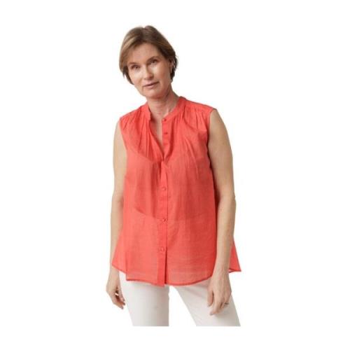 Mouwloze Blouse met Plooien Closed , Red , Dames