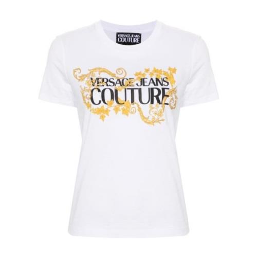 Logo Print Katoenen T-shirt Versace Jeans Couture , White , Dames