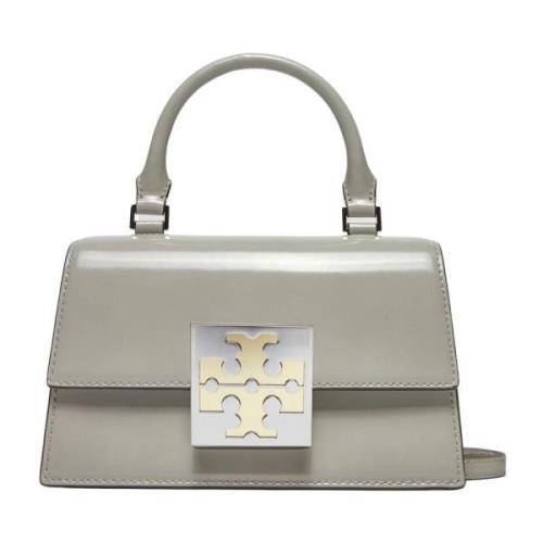 Mini Top-Handle Geborsteld Leren Tas Tory Burch , Gray , Dames