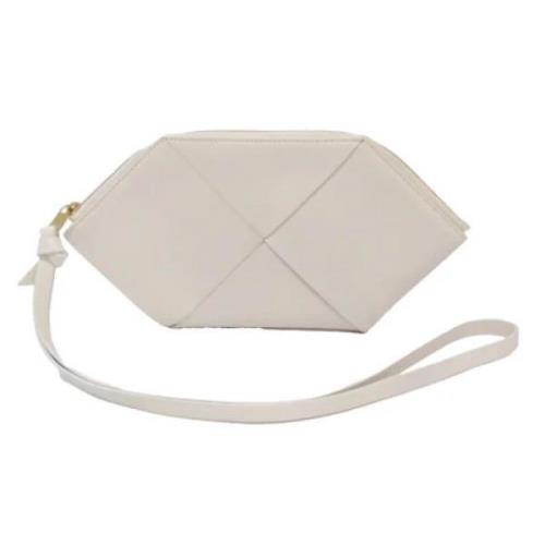 Pre-owned Leather clutches Bottega Veneta Vintage , White , Dames