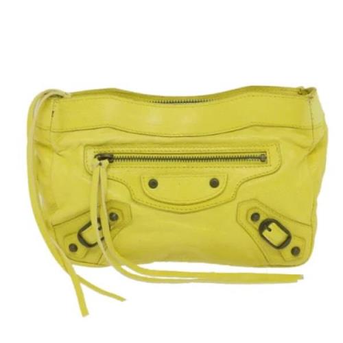 Pre-owned Leather clutches Balenciaga Vintage , Yellow , Dames