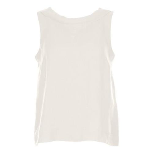 Linnen mouwloze top met strik Vicario Cinque , White , Dames