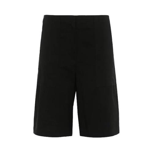 Zwarte Linnen Shorts met Zakken Theory , Black , Dames