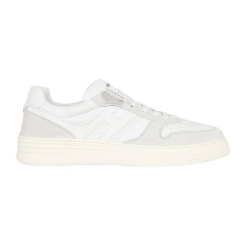 Witte Leren Sneakers Basketbalstijl Hogan , White , Heren