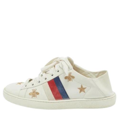 Pre-owned Leather sneakers Gucci Vintage , White , Dames