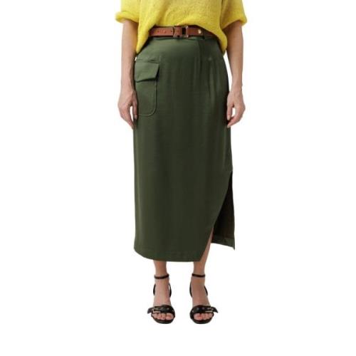 Midi Rok met Verborgen Rits en Riemlussen Caroline Biss , Green , Dame...