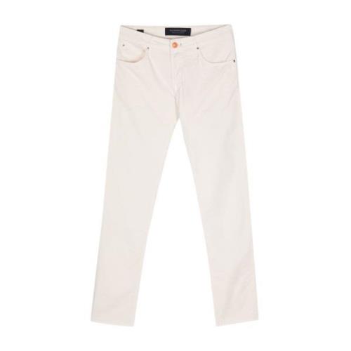 Geborduurd Logo Slim Fit Witte Jeans Hand Picked , White , Heren