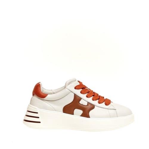 Leren Oranje Sneakers Rebel Stijl Hogan , White , Dames