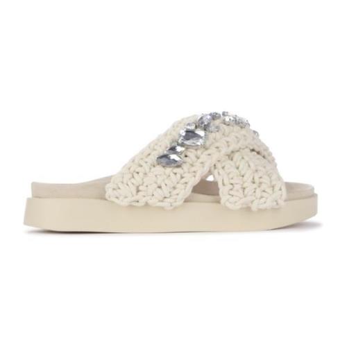 Gekruist Stof Ivoor Slipper met Stenen Inuikii , White , Dames