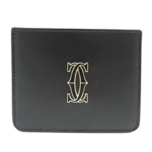 Pre-owned Leather wallets Cartier Vintage , Black , Dames