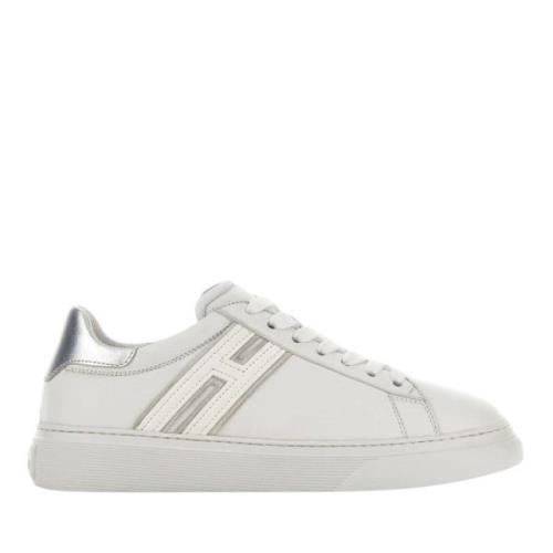 Witte Leren Sneakers met Metalen Inzetstukken Hogan , White , Dames