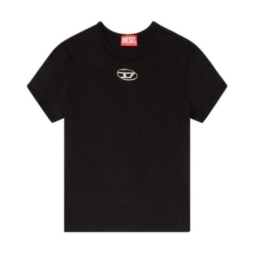 Zwart T-shirt met Oval D-logo Diesel , Black , Dames