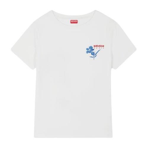 Getekende Bloemen T-shirt Kenzo , White , Dames