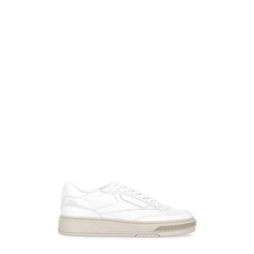 Witte Leren Sneakers Ronde Neus Logo Reebok , White , Heren