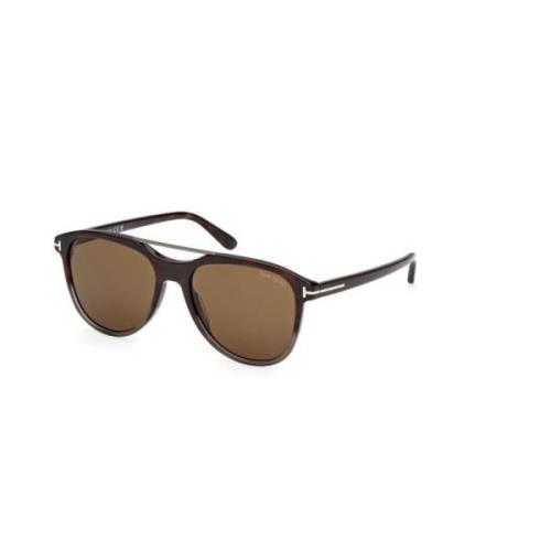 Stijlvolle gekleurde Havana zonnebril Tom Ford , Brown , Unisex