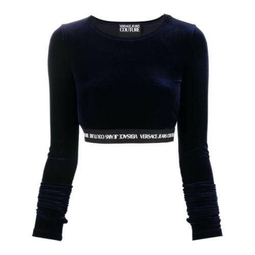 Stijlvolle Crop Top met Mouwen Versace Jeans Couture , Blue , Dames