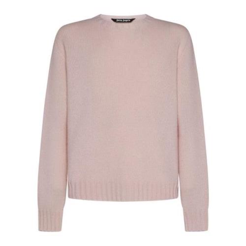 Intarsia-Knit Logo Sweater Palm Angels , Pink , Heren