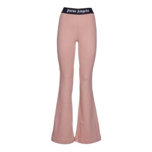 Flared-leg sweatpants met bedrukt logo Palm Angels , Pink , Dames