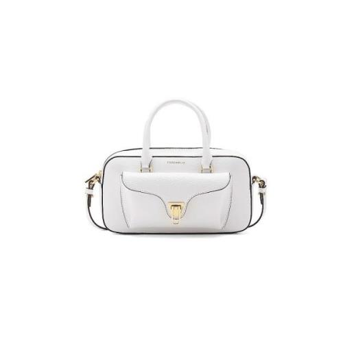 Witte Leren Handtas Bauletto Ritssluiting Coccinelle , White , Dames