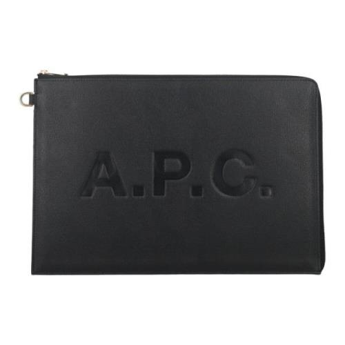 Zwarte Leren Documententas A.p.c. , Black , Dames