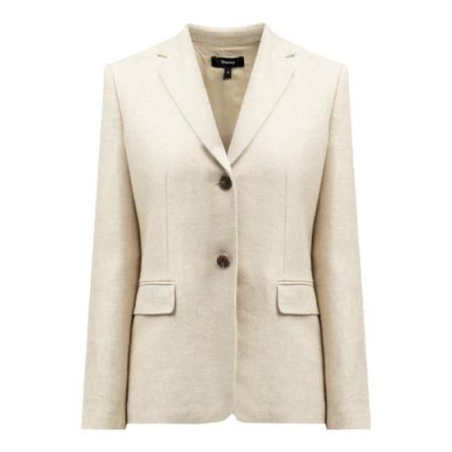 Beige Linnen Blazer met Zakken Theory , Beige , Dames