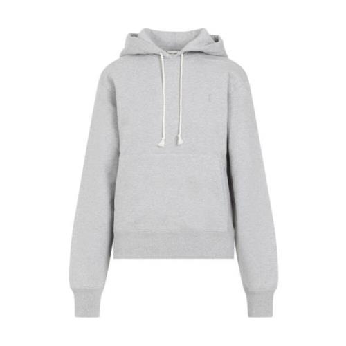 Grijze katoenen hoodie met Cassandre-logo Saint Laurent , Gray , Dames