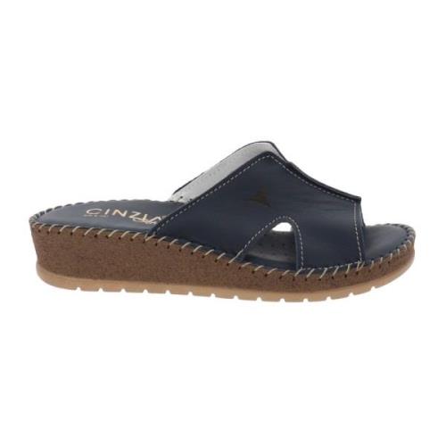 Leren Dames Slippers Slip-On Sluiting Cinzia Soft , Blue , Dames