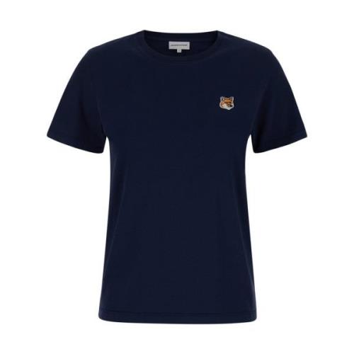 Fox Head Patch Tee Shirt Maison Kitsuné , Blue , Dames