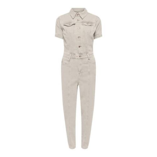 Denim Jumpsuit Ecru Beige Only , Beige , Dames