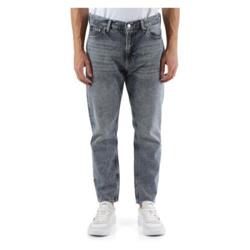 Cropped Tapered Jeans Vijf Zakken Calvin Klein Jeans , Gray , Heren