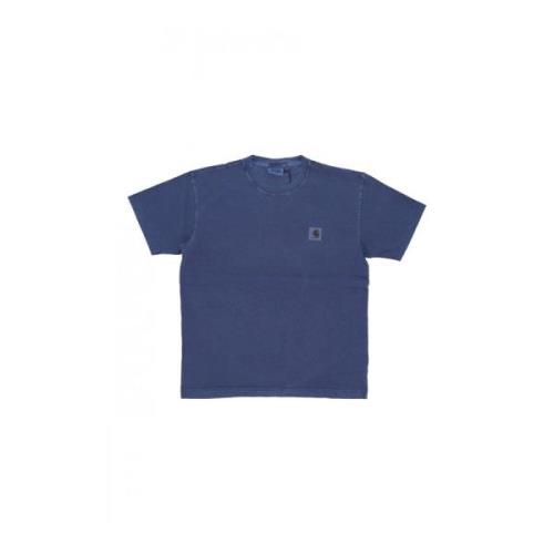 Nelson Tee Streetwear Garment Dyed Carhartt Wip , Blue , Heren