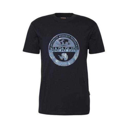 Blauw T-shirt met Noorse Vlag Print Napapijri , Blue , Heren