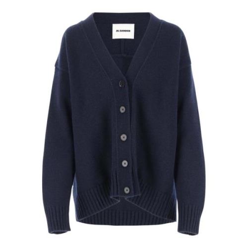 Cashmere Blend V-hals Vest Grijs Jil Sander , Blue , Dames