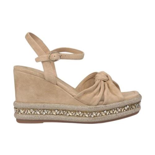 Rhinestone Wedge Sandal Alma EN Pena , Beige , Dames