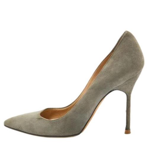 Pre-owned Suede heels Manolo Blahnik Pre-owned , Gray , Dames