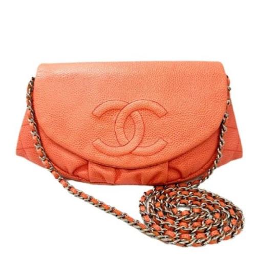 Pre-owned Leather chanel-bags Chanel Vintage , Orange , Dames