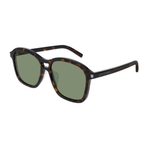 Groene Lens Havana Frame Zonnebril Saint Laurent , Multicolor , Unisex