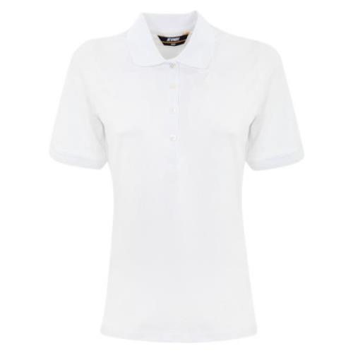 Witte katoenen poloshirt K-Way , White , Dames