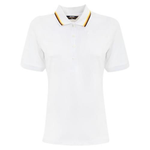 Witte Katoenen Poloshirt Slim Fit K-Way , White , Dames