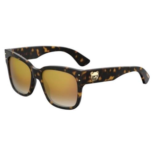 Stijlvolle zonnebril met gouden verlooplens Moschino , Brown , Dames