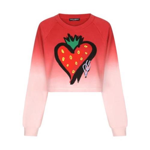 Aardbeienprint Sweatshirt met Lange Mouwen Dolce & Gabbana , Multicolo...