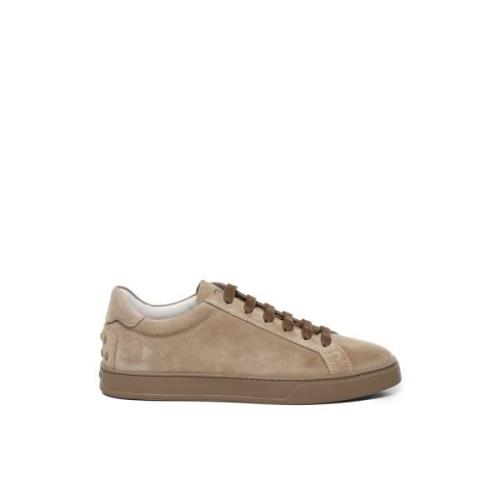 Beige Suède Sneakers Logo Print Tod's , Beige , Heren